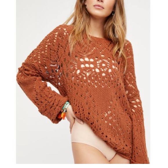 Free People Traveling Lace Sweater L 